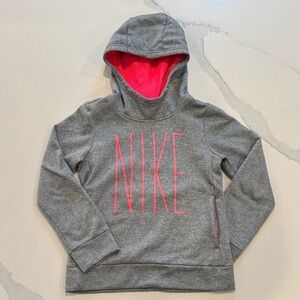 Nike Girls Dri-FIT Hoodie | Gray & Neon Pink | Size S | Excellent Condition